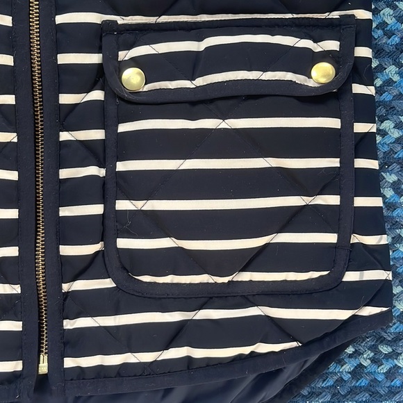 J. Crew Navy and White Striped Quilted Vest - Picture 3 of 8